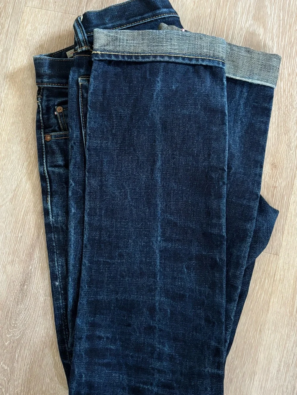 Momotaro Jeans Men 31 Pink Selvedge Denim Going To Battle Stripes Made In Japan